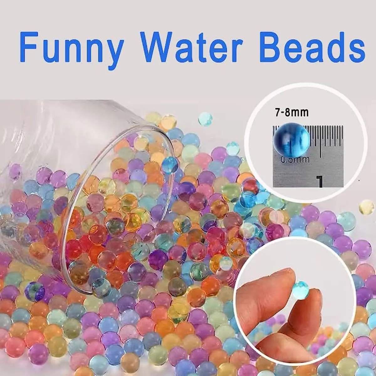 Growing Water Beads Gel Ball Blaster Refill Ammo Splat Bullets 7-8mm Rainbow Color Splatrball for Gel Ball Gun Toy Clear Crystal