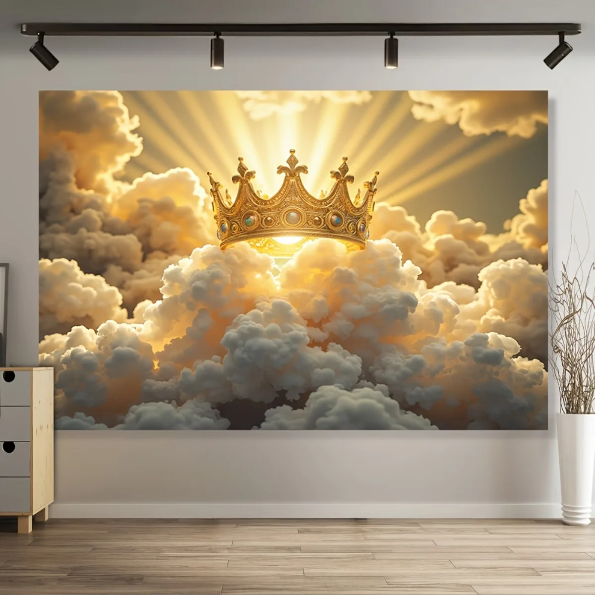 Royal Crown Sunset Tapestry Wall Art Decoration Home Decor Luxury Luxury Palace Background Printable Tapestry Canvas