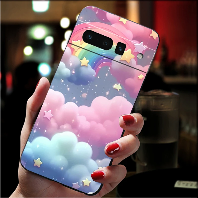 Kawaii Rainbow Clouds Stars Phone Case For Google Pixel 8A 8 7 Pro 7A 7 6A 6 Pro 5A 4A 3A Pixel 5 6 4 3 3A XL