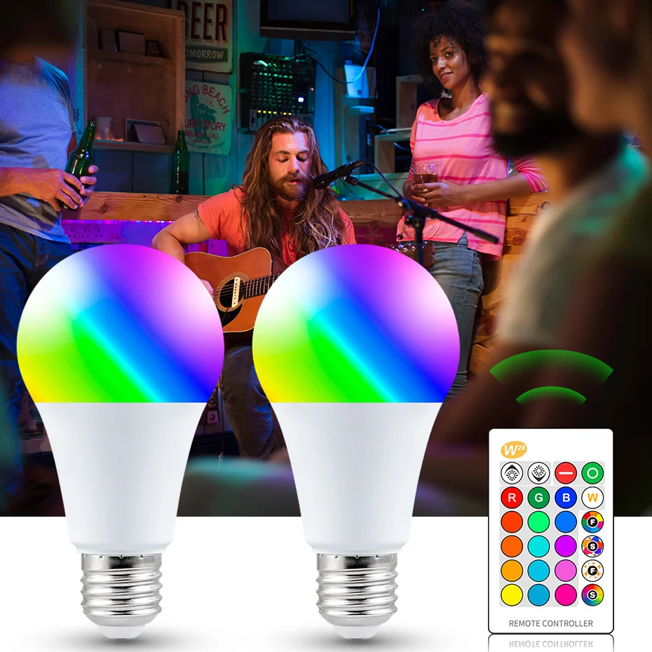 Led Rgb Bulb Lamp Ac85-265V Spot Light Dimmable Magic Holiday Rgb Lighting+Ir Remote Control 16 Colors 5W 10W 15W