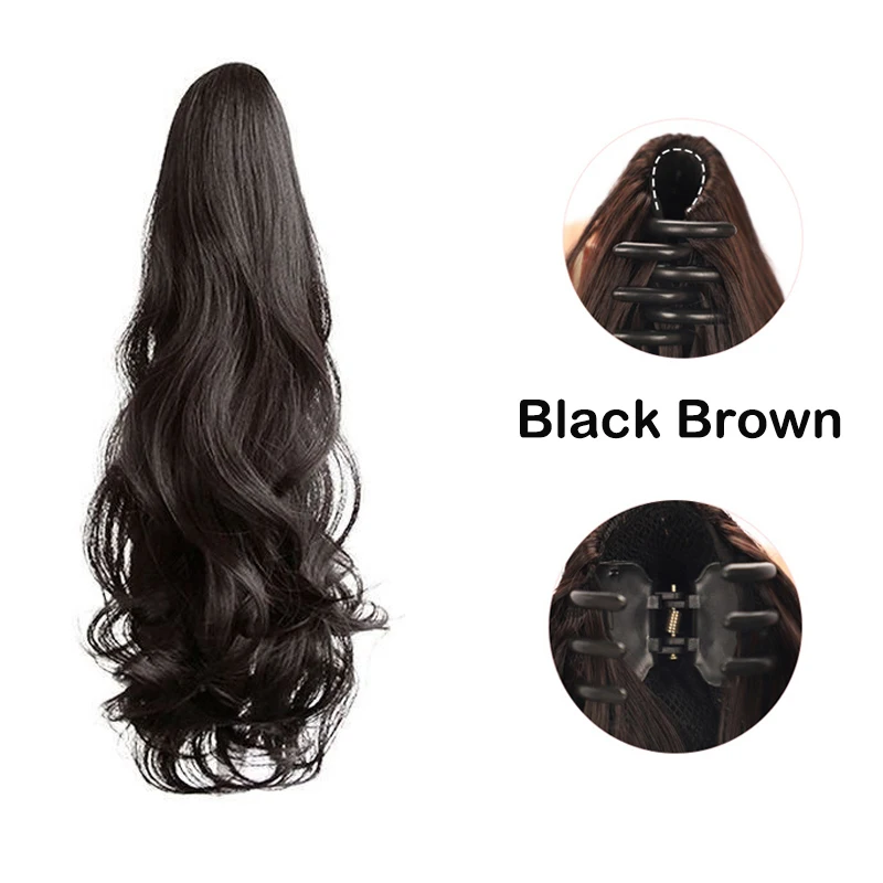 50cm Synthetic Long Clury Claw Clip On Ponytail Hair Extensions Heat Resistant Pony Tail Hair piece