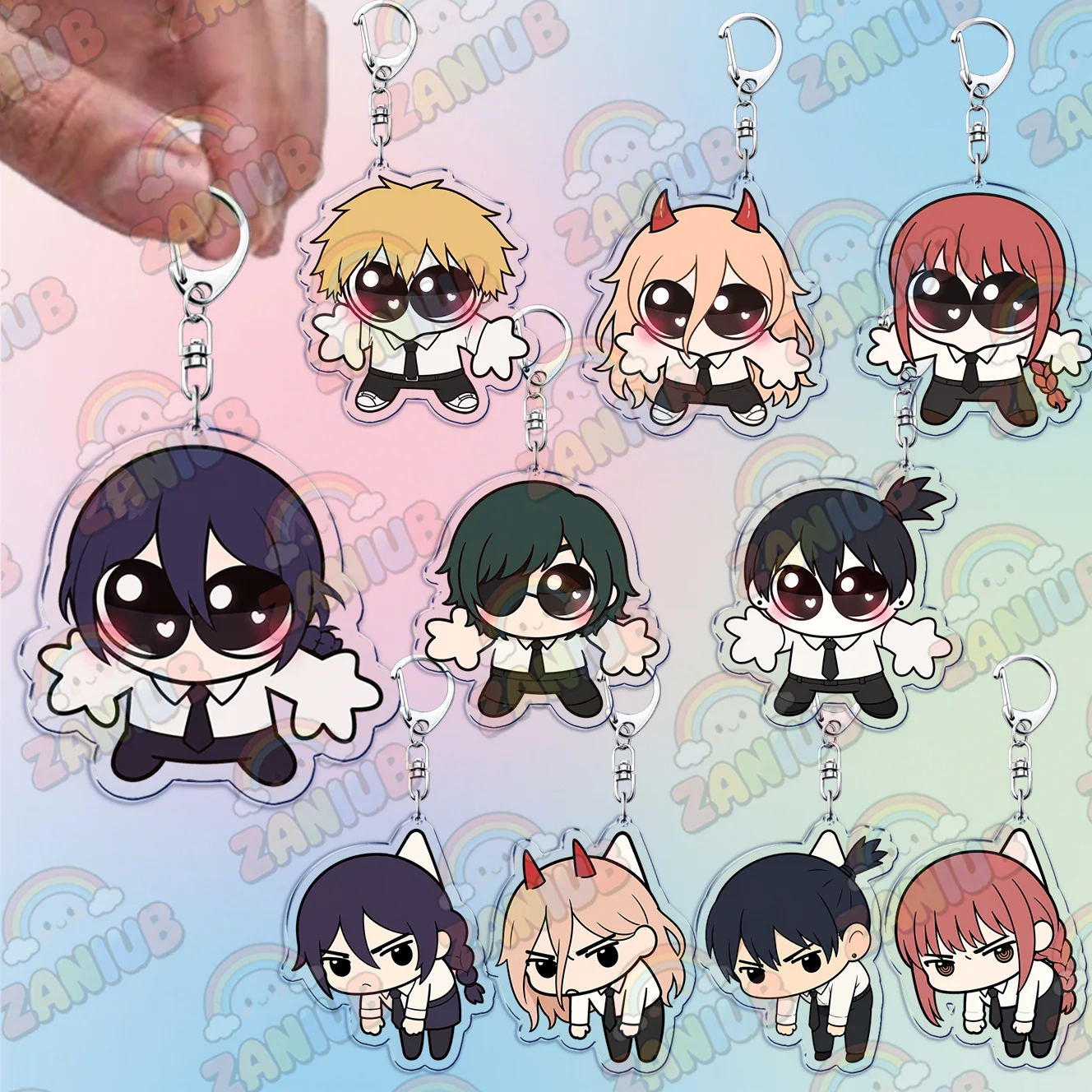 Creative Anime Manga Reze Power Keychains Accessories Bag Charm Csm Denji Makima Devil Chibi Kawaii Keyrings Fans Friends Gifts