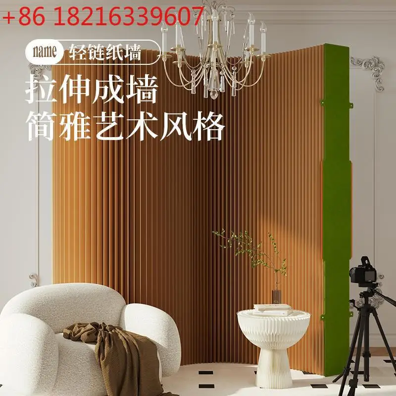 

Mobile folding wall panel fence living room live stream background panel room partition soft screen