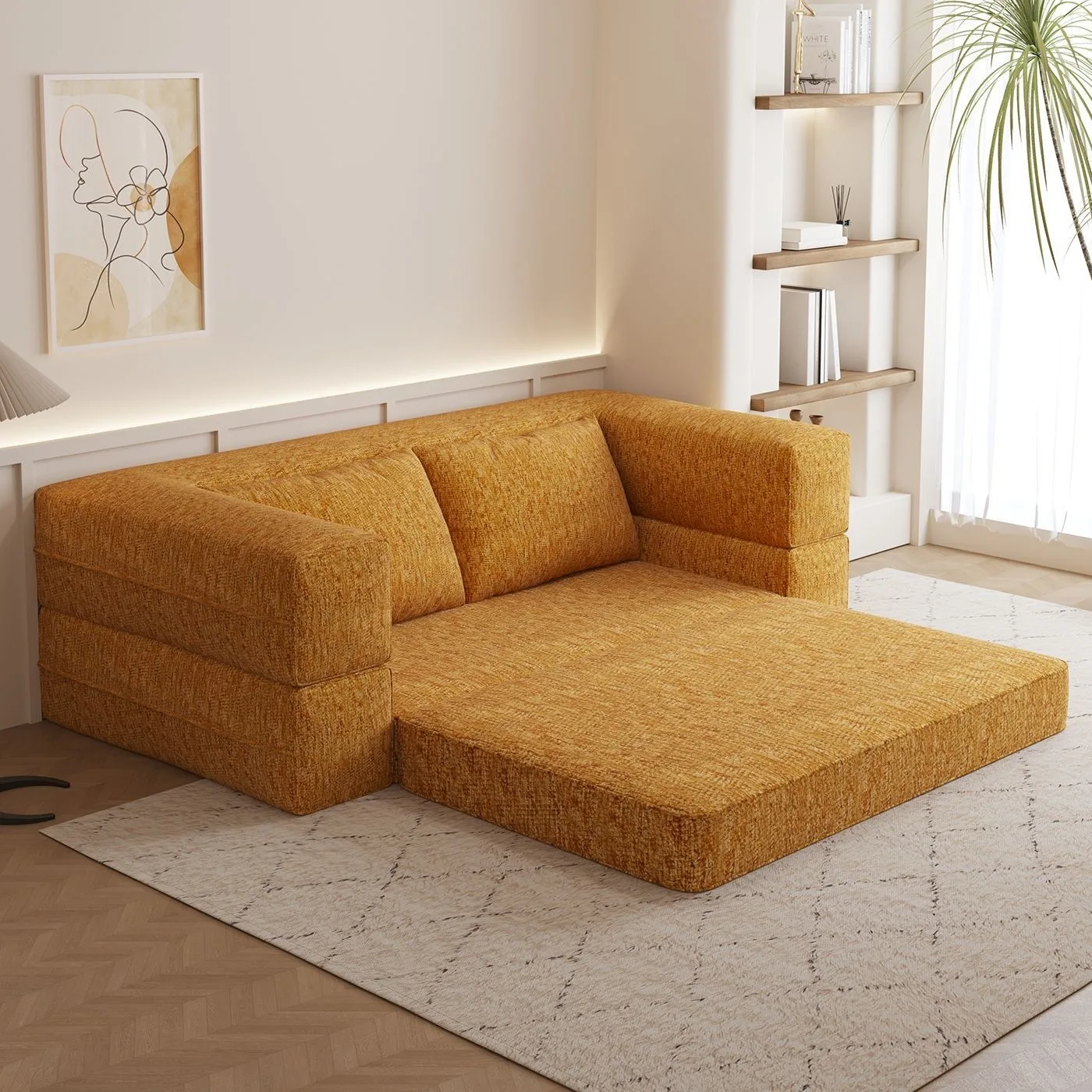 #Vacuum-Compressed Folding Dual-Use Modular Sofa Bed High-Density Sponge for Small Apartments Living Room Furniture