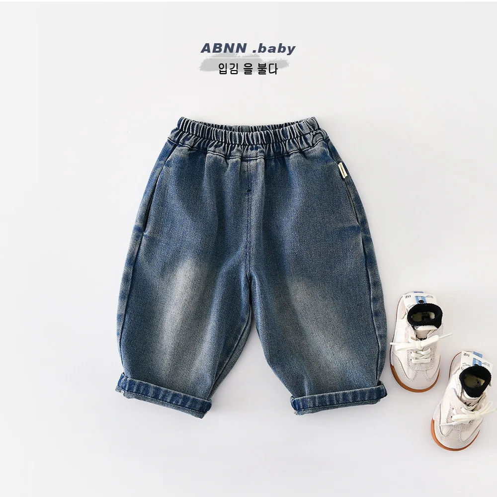 2026 Spring New Baby Loose Denim Trousers Infant Girls Wide Leg Pants Toddler Casual Pants Boys Fashion Jeans Children Clothes