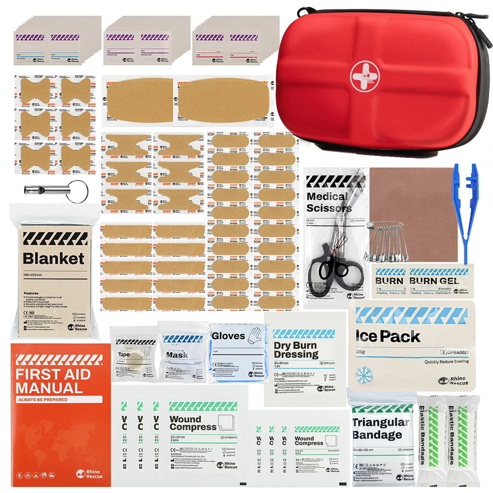 

RHINO RESCUE Waterproof Portable First Aid Kit - Emergency Medical Travel Care Kit for Home College Dorm Camping Hiking