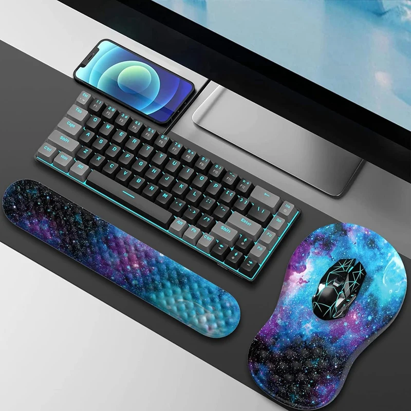 Эргономичный коврик для мыши из 3 предметов с подставкой для запястья и набором ковриков для клавиатуры, коврики для компьютерной мыши для домашнего стола с подставкой-C, простая установка