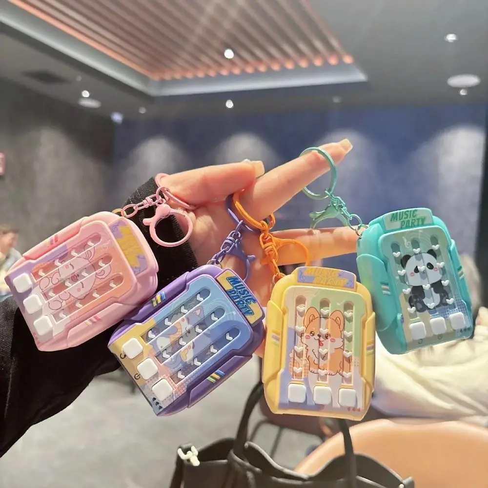 

Cartoon Dancing Machine Keychain Stress Relief Light Up Fast Push Rhythm Game Machine 3 Color Light Bag Charm