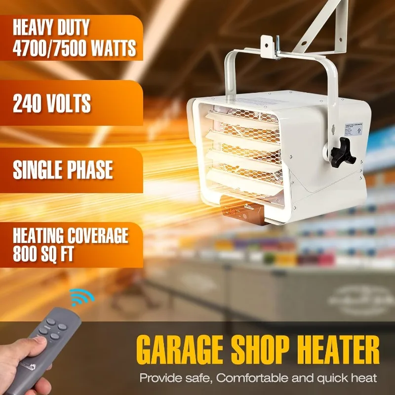 HEATER NEW Upgraded DR-975 7500-Watt 240-Volt Hardwired Shop Garage Electric Heater, Wall/Ceiling Mounted