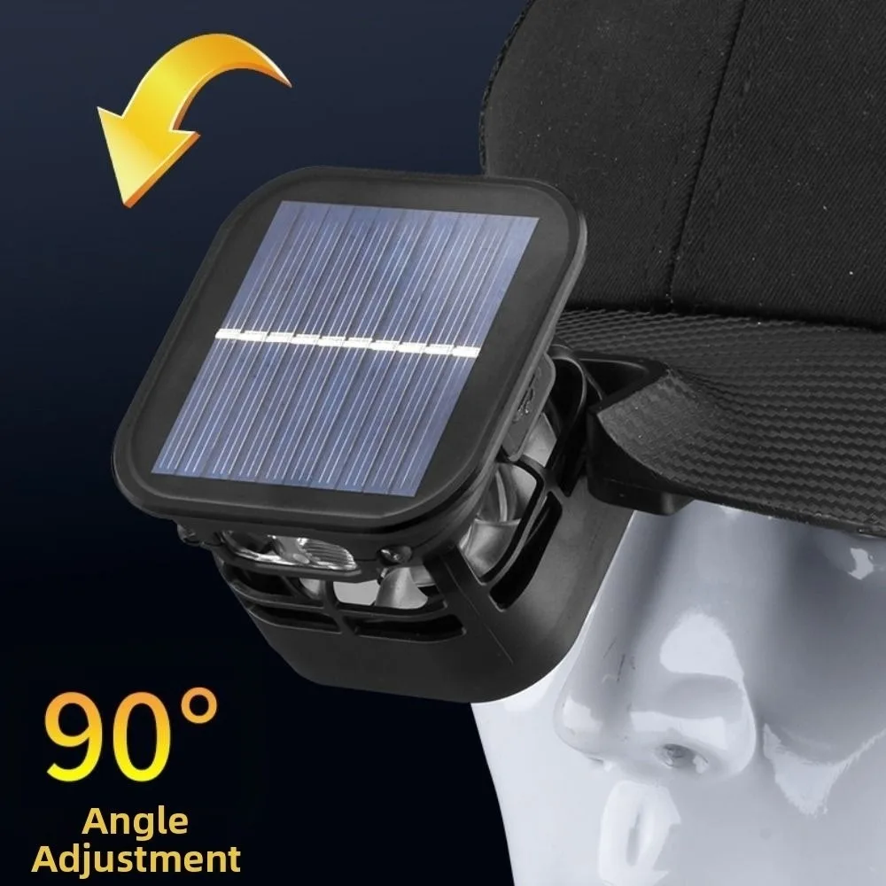 Solar Powered Solar Fan Light Rechargeable Digital Display Baseball Fan Hat Sensor Head Light Cooling Cooling Fan Light