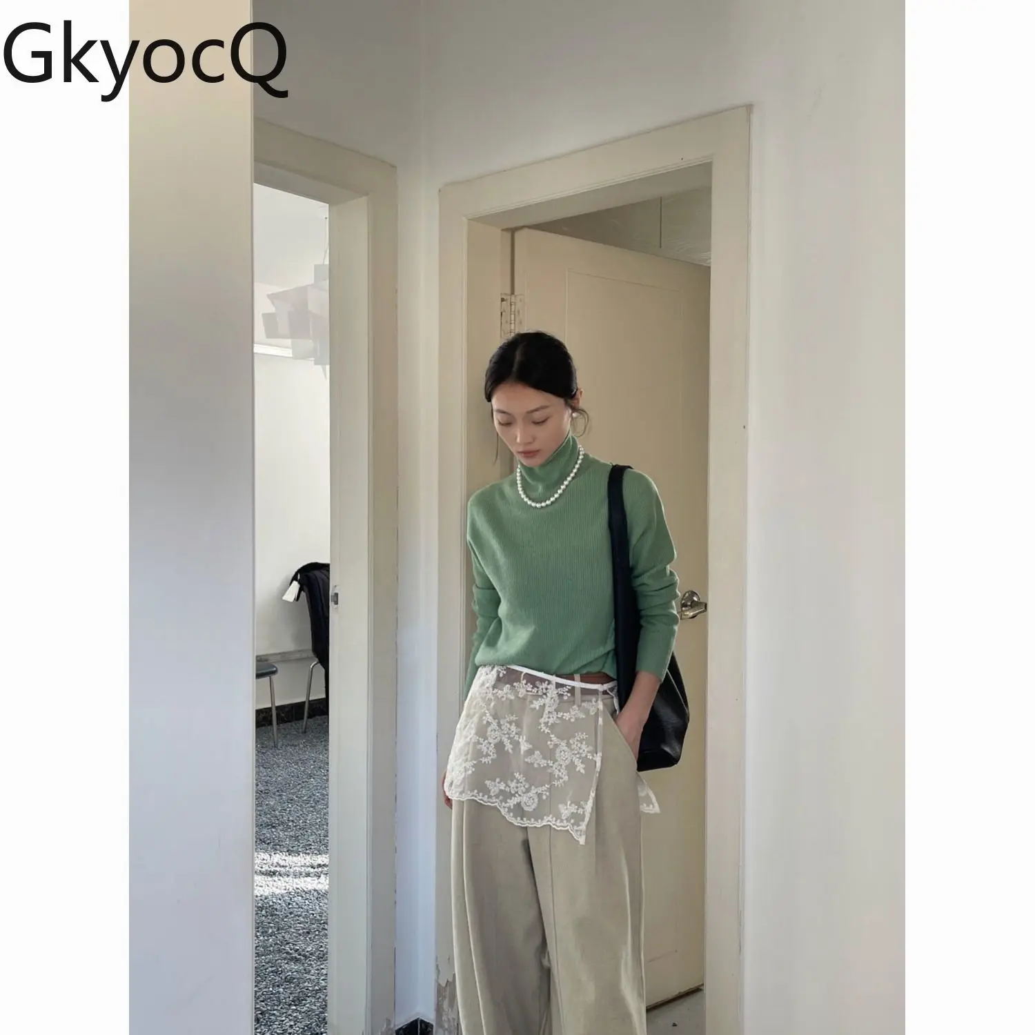 

Женская кружевная юбка GkyocQ, односоставная Жаккардовая юбка на пуговицах, универсальная многослойная одежда в Корейском стиле