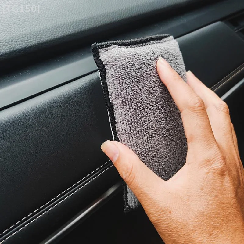 2/5PCS Car Interior Cleaning Microfiber Sponge - Fleece Scrubbing Towel For Plastic Leather Waxing Auto Detailing Tools