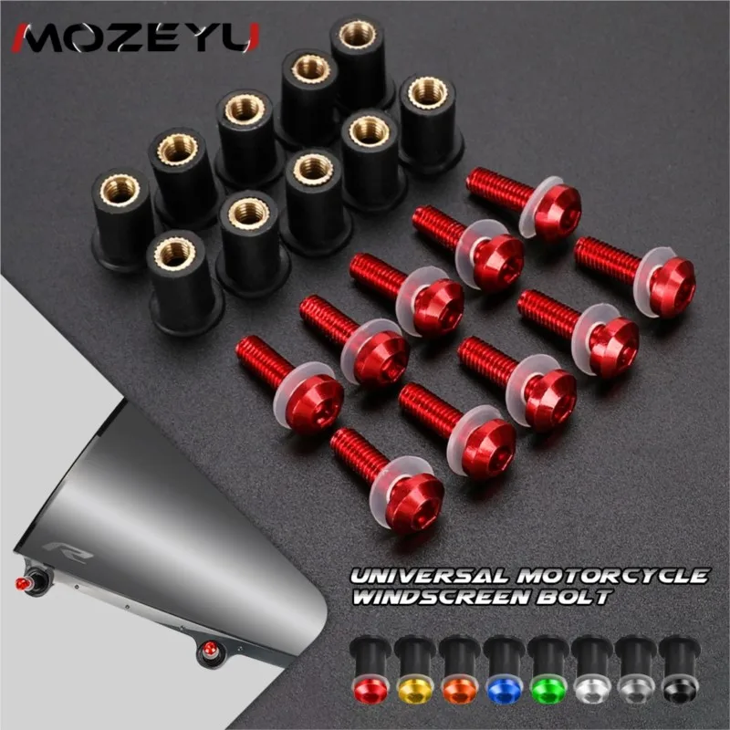 M5 10PCS Fairing Bolts Kits Windshield Screw Rubber Nuts Honda CBR 600 F2,F3,F4,F4i CBR600F CBR600 CBR 600F 600 F 1991-2024