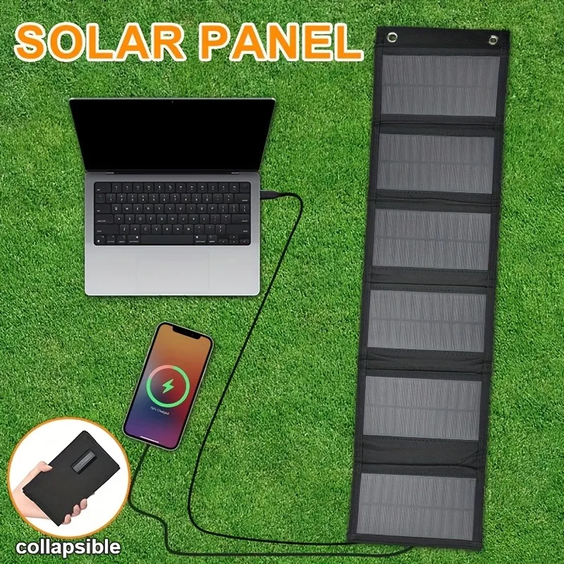 Foldable Mobile Phone and Computer Fast Charging USB 30W Waterproof Solar Panel Battery Suitable for Camping and Hiking