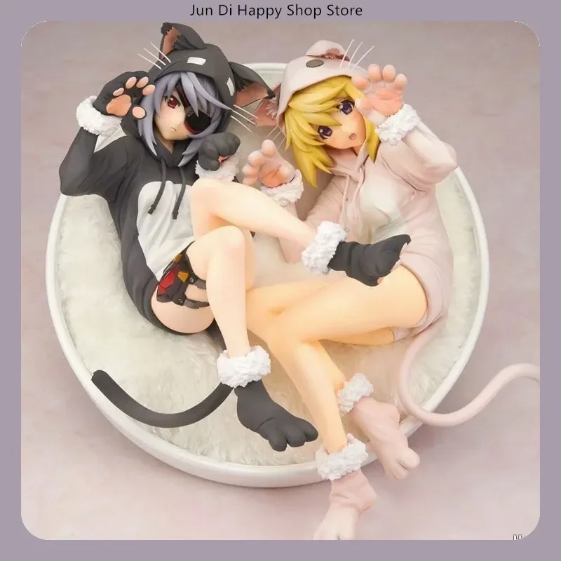 

22cm Infinite Stratos Laura Bodewig Charlotte Dunois Anime Figure Cat Mouse Pajama Style Desktop Decoration Toys