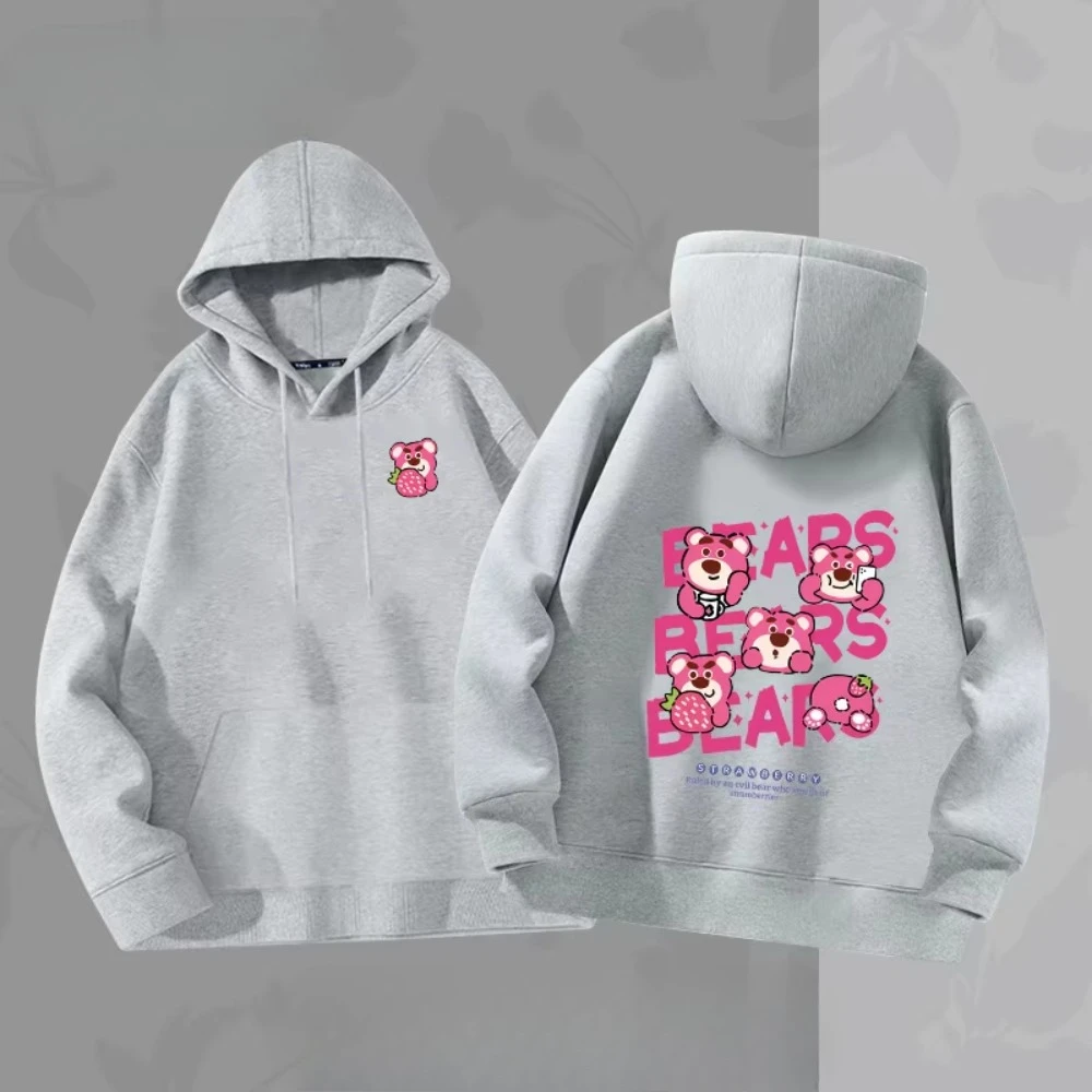 미니소 커플 후디 여성용 후디 봄 가을 얇은 2026 신상 로토 딸기 곰 만화 스타일 여성 남성 후디 코트