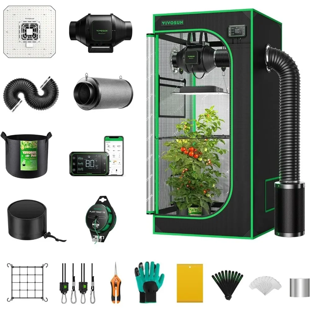 

Smart Grow Tent System 2x2, WiFi-Integrated Grow Tent Kit, with Automate Ventilation and Circulation, 100W LED Grow Light