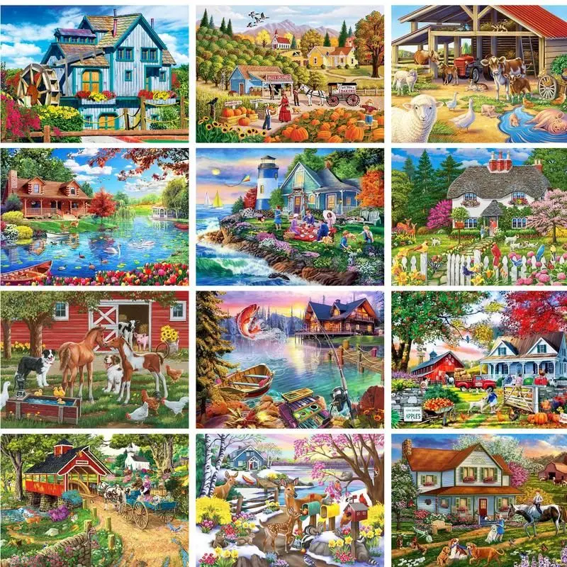 

GATYZTORY Decorative Painting By Numbers Countryside Rural Landscape Coloring With Numbers Adults Crafts Artwork Gift Gift