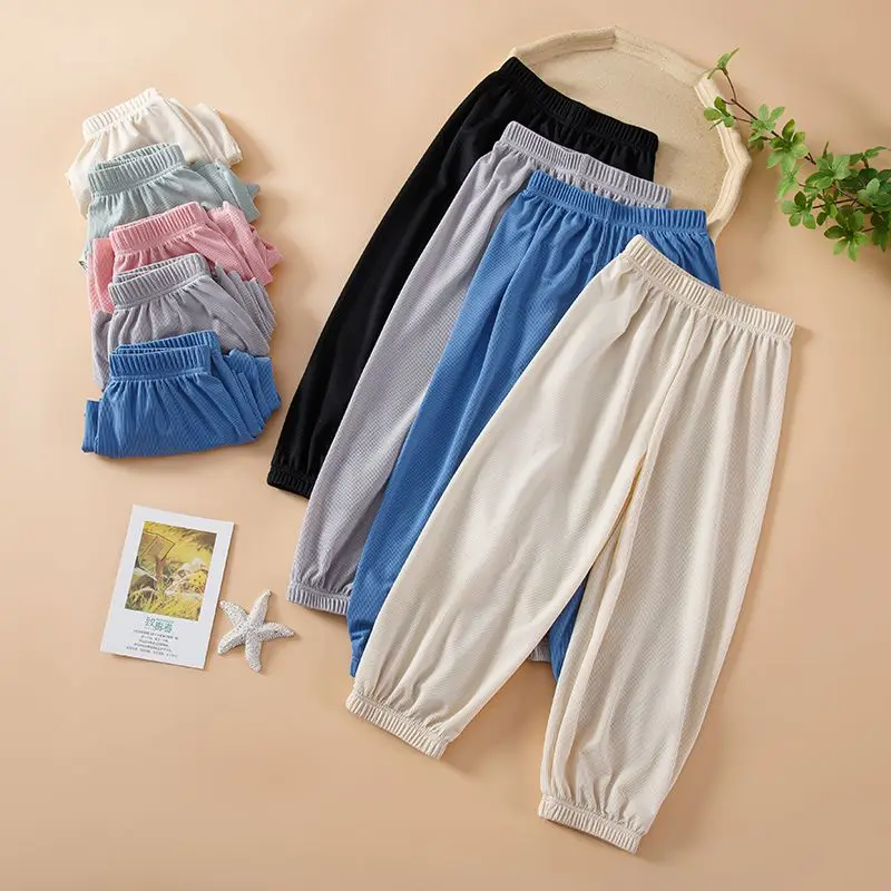 

Girls' wide-leg pants summer thin anti-mosquito pants loose trousers shaking pants ice silk baby children's summer clothes