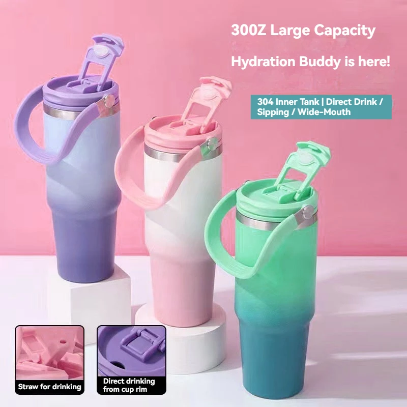 890ML Travel Thermos Water Bottle Stainless Steel Thermos Cup with Straw  Keep Cold and Hot Car Coffee Cup Portable Vacuum Flask