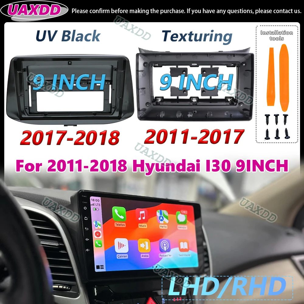 UAXDD For Hyundai I30 GD Elantra GT I-30 2011-2018 9 Inch 2 Din Car Frame Adapter Fascia Android Radio Board Mount Panel Kit MP5