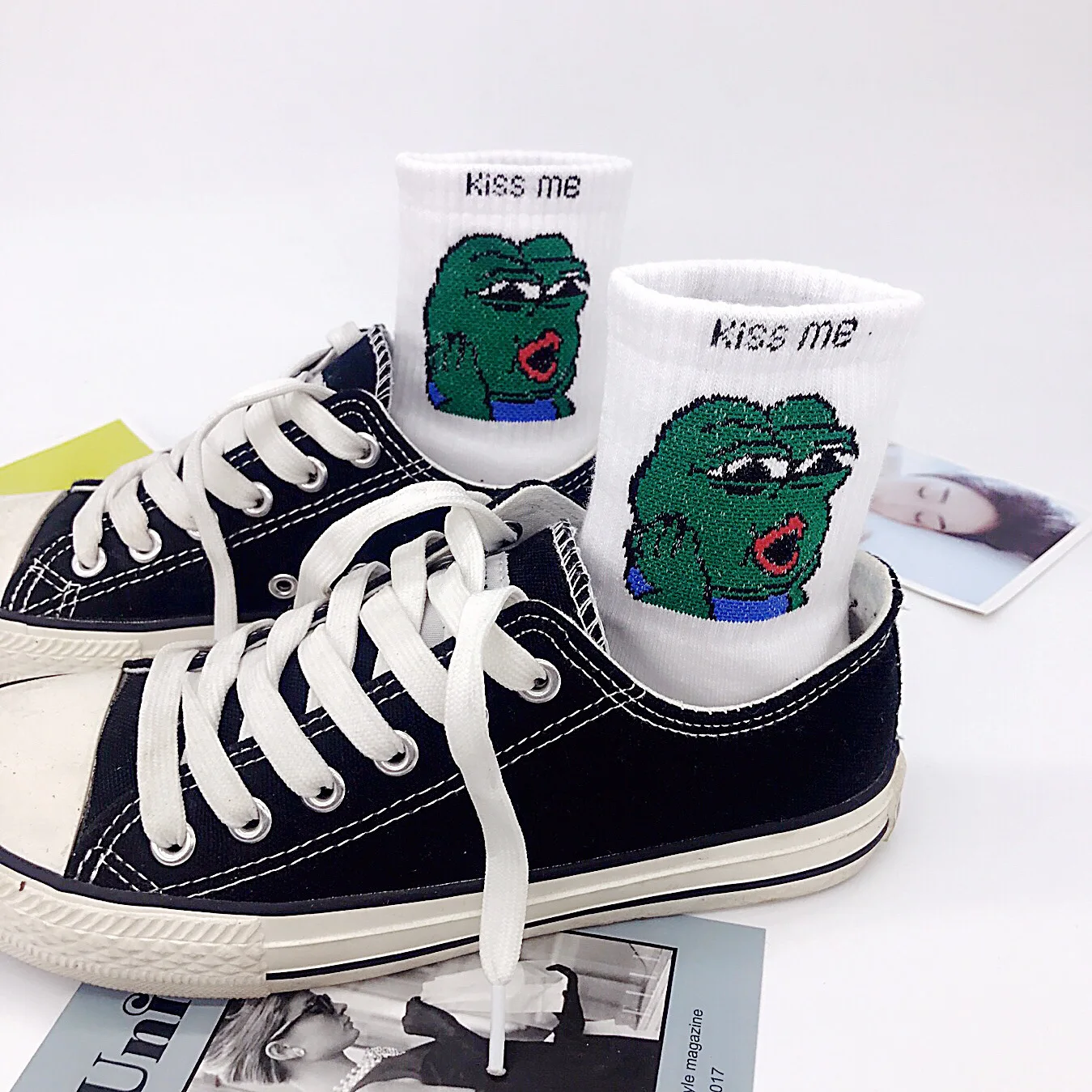 5 Pairs/Lot Women's White Cartoon Socks Cute Summer Breathable Female Socks Simple Short Crew Socks