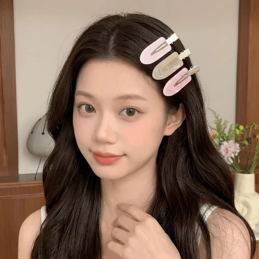 3 Stück Süße Haarspangen ohne Biegung, Nahtlose Strass-Haarnadeln, Niedliche Bedruckte Bunte Seitenpony-Clips, Mädchen-Haaraccessoires – Detail 14