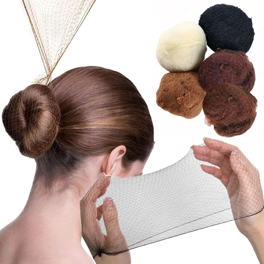 

60/20pcs Five Colors Nylon Hairnets Invisible Soft Elastic Lines Hair Net Durable Nylon Hair Net For Bun Hair Hair style Tool