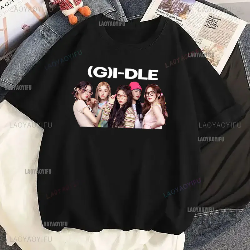 Kpop G I-DLE Vrouwen Streetwear Top Harajuku Casual Heren Koreaanse Zomer Korte Mouw Meisjes Tee Kawaii Stijl 2024 T-shirt Y2k Top