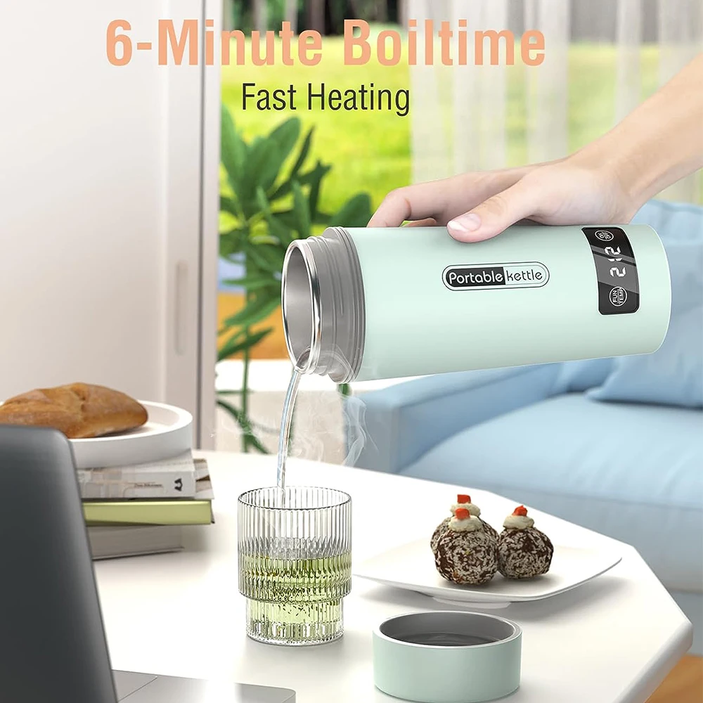 350ML Electric Heating Watercup With 4 Sections Temperature Control 110V/220V Portable Touch Travel Tea Kettle For Boiling Water