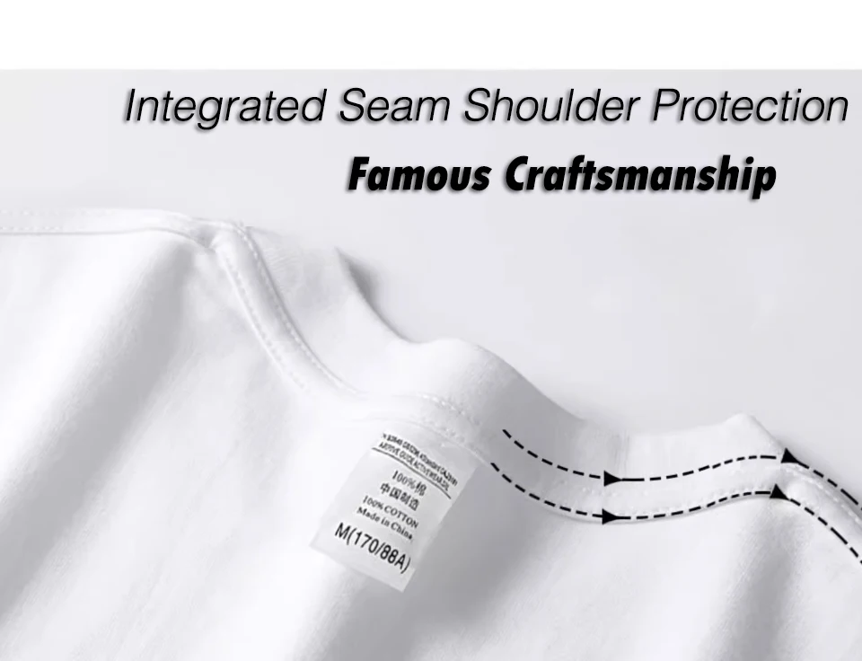 220gsm Schweres Übergrößen-T-Shirt für Herren, Sommer-Qualität Kurzarm-Shirt aus Baumwolle, Einfarbig, Trendy, Lässig, Weiß, Schwarz, Top – Detail 14