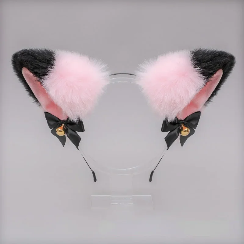 Bell Bow Fox Wolf Cat Ears Headband Party Hairband Headwear Hair Accessories Anime Cosplay Costume Halloween Christmas