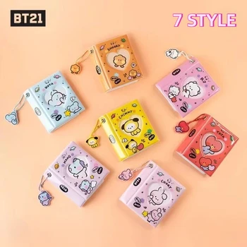 BT21 주변 만화 귀여운 키체인 미니 사진 앨범 카드 펜던트, 아크릴 카드북 싱글 펜던트 장식 액세서리 