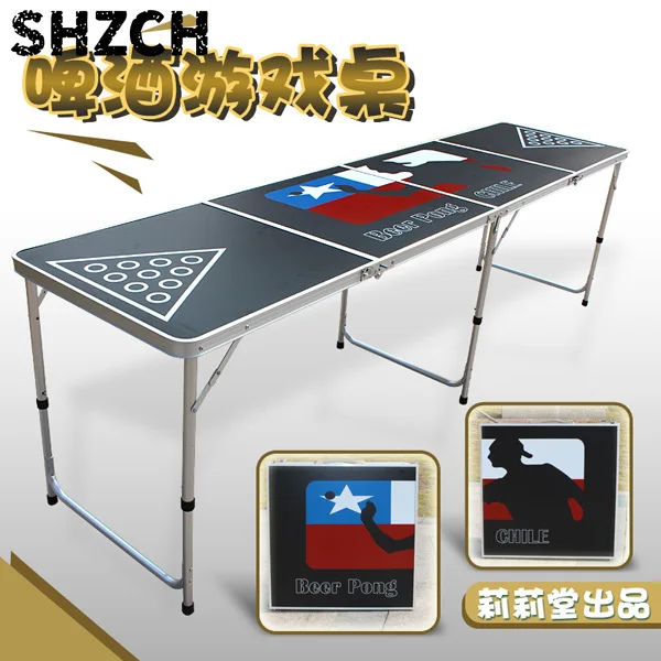 Red Cup Pong Portable Beer Pong Beirut Game Table - 8 Feet Long - comes with ball rack, bottle opener and 6 pong balls