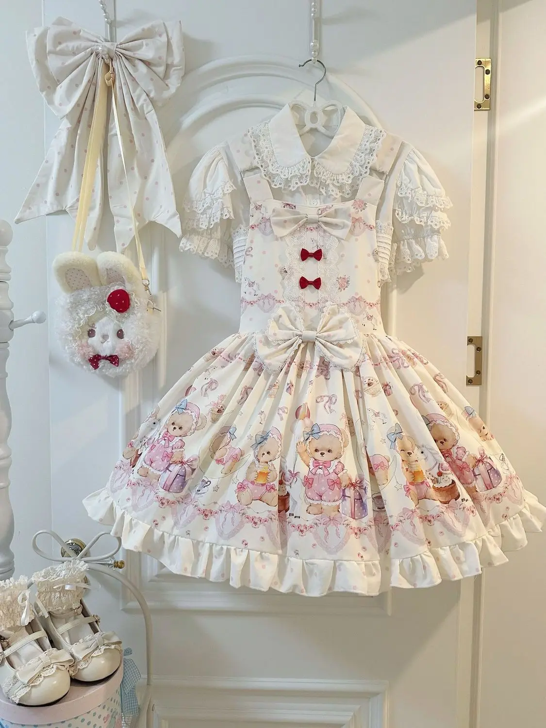 Milk cake meow lolita full " cute sweet girl skirt Lolita versatile strap skirt  white dress women sexy dress view 6