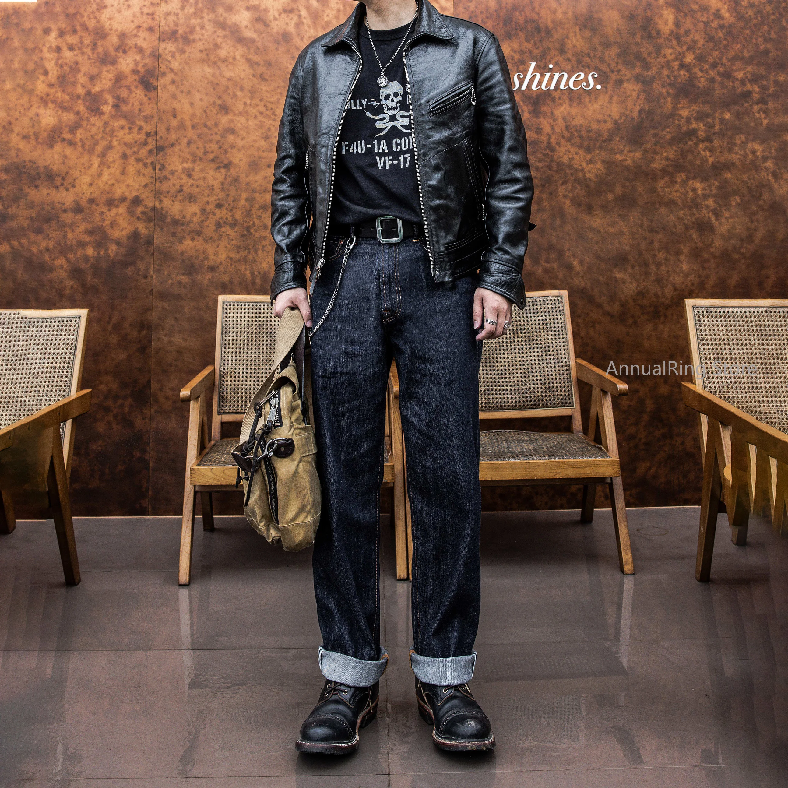 Red Tornado กางเกงยีนส์ผู้ชายฤดูร้อนบาง 55501 หลวมตรง Selvedge DENIM กางเกงยีนส์ 11OZ ผ้าฝ้าย 100% ดิบ DENIM กางเกง