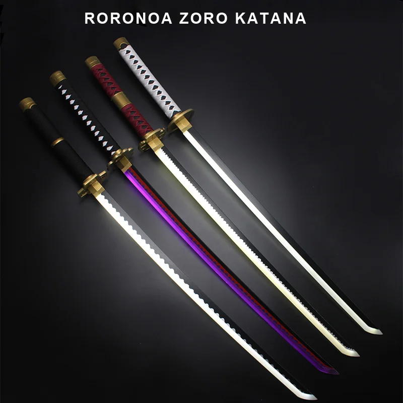 Roronoa Zoro Anime Character Toy Espada, Katana Light Up, Sandai Kitetsu Enma, Roxo com Cinto e Porta-Espada, 41 polegadas, 104cm