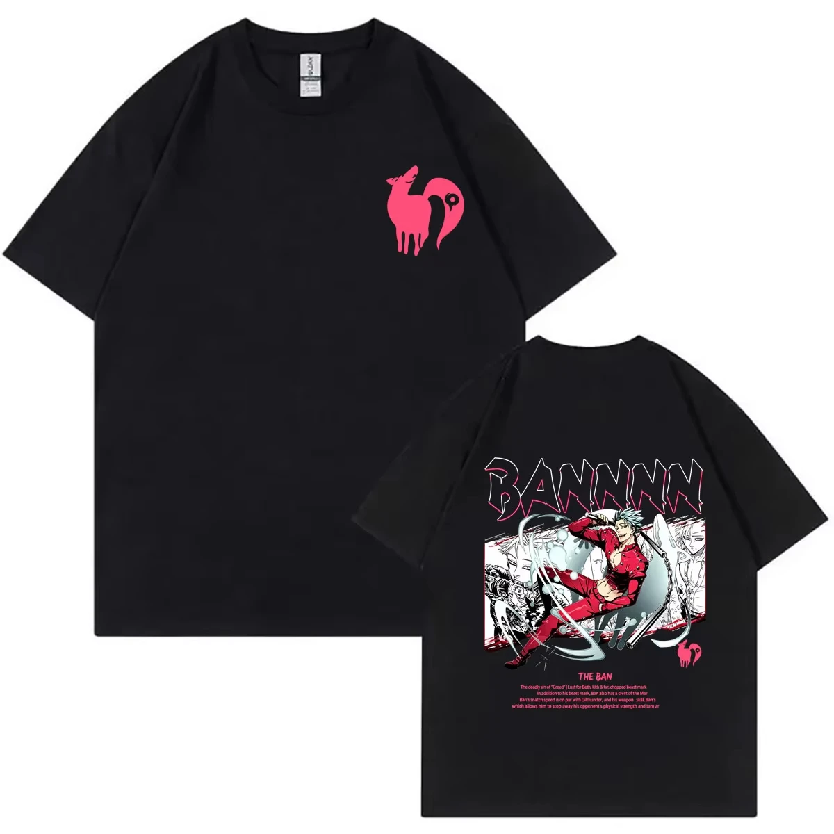 Summer Hot Sale Anime The Seven Deadly Sins Fox's Sin of Greed Ban Graphic T-shirt Y2K Unisex  Harajuku Hip Hop Cotton T-shirt