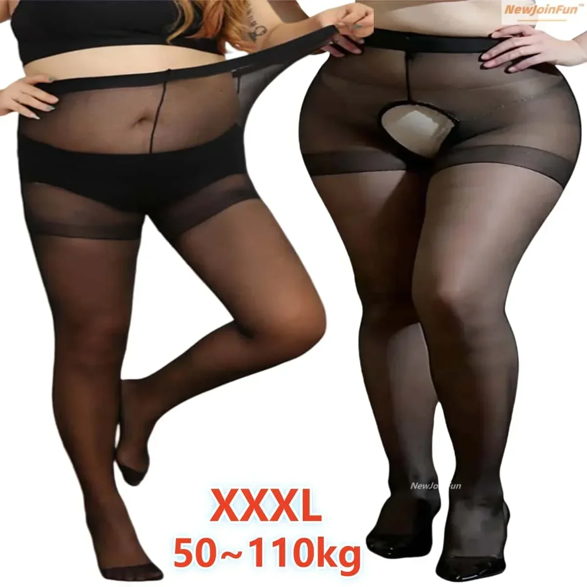 NewJoinFun Elastic Large Size Fat Women Nylon Sheer Pantyhose Solid Thin Breathable Sexy Female Tights Stockings 15D