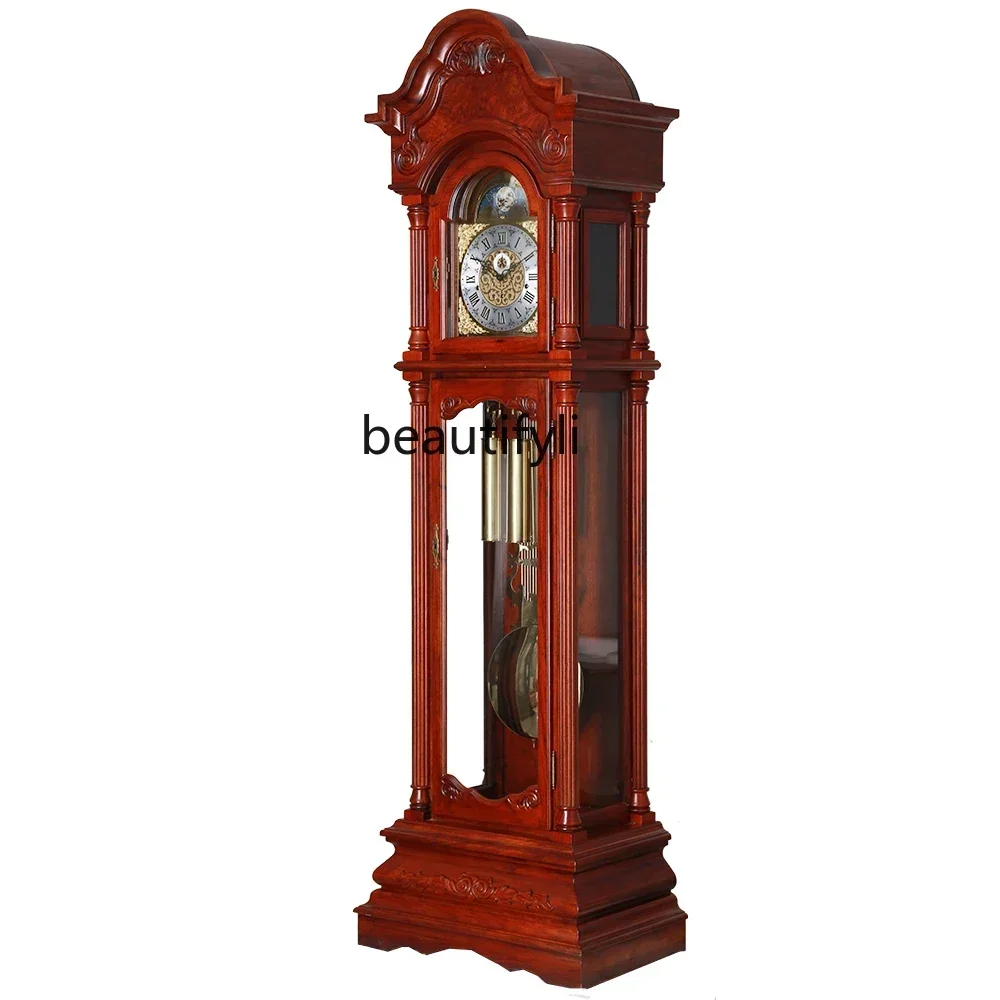 

New style NN European floor clock solid wood mechanical clock Germany Helmler imported copper core mahogany clock