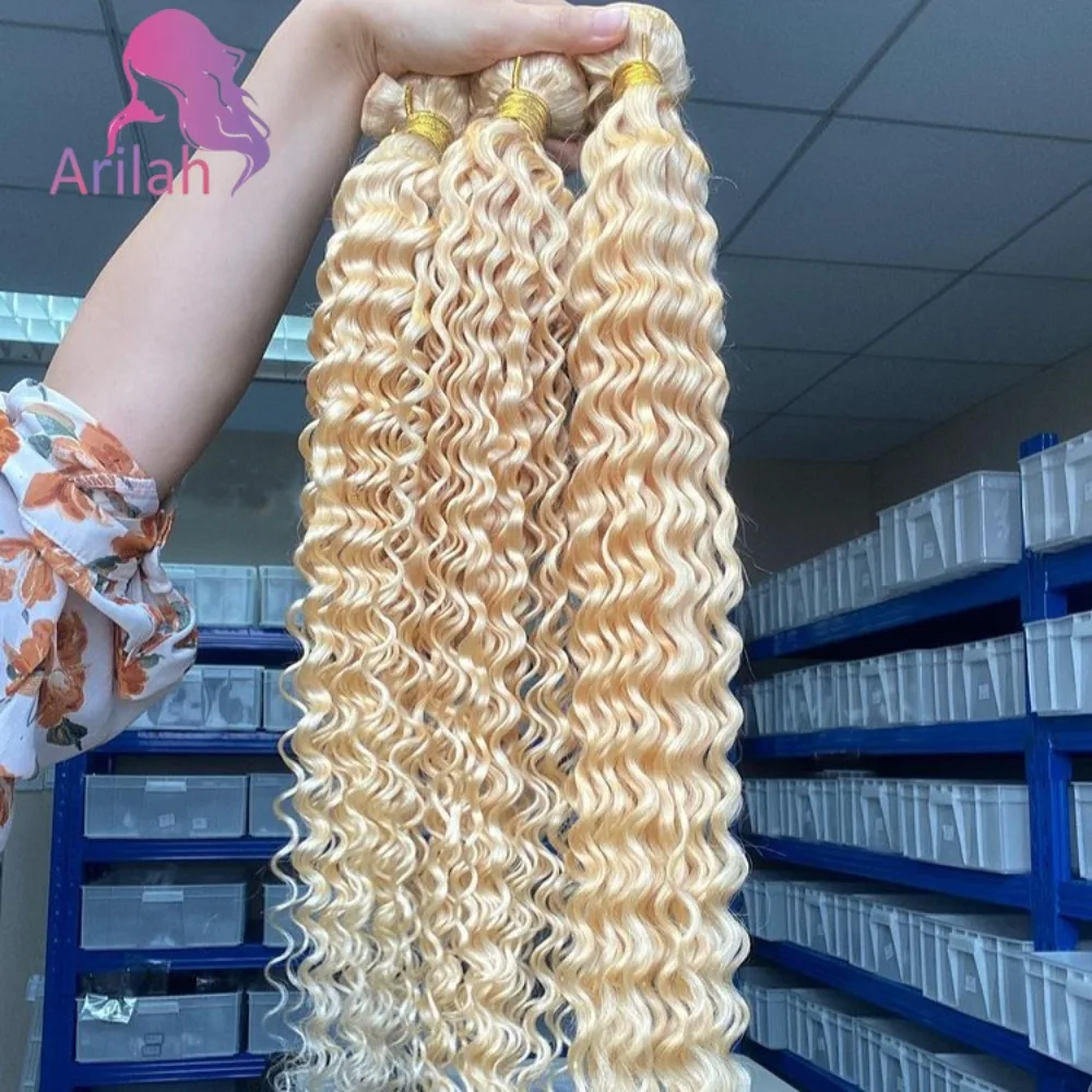 

1/2/3 шт. 613 светлые пучки человеческих волос глубокая волна 10-30 дюймов 100% необработанные натуральные человеческие волосы 12А класс полный конец