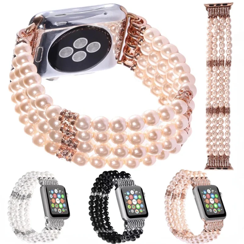 Woman Pearl Belt For Apple Watch Band 46mm 45mm 41mm 44mm 42mm 40mm 38mm 49mm Multicolor Band For iWatch Ultra 10 9 8 7 6 5 4 SE