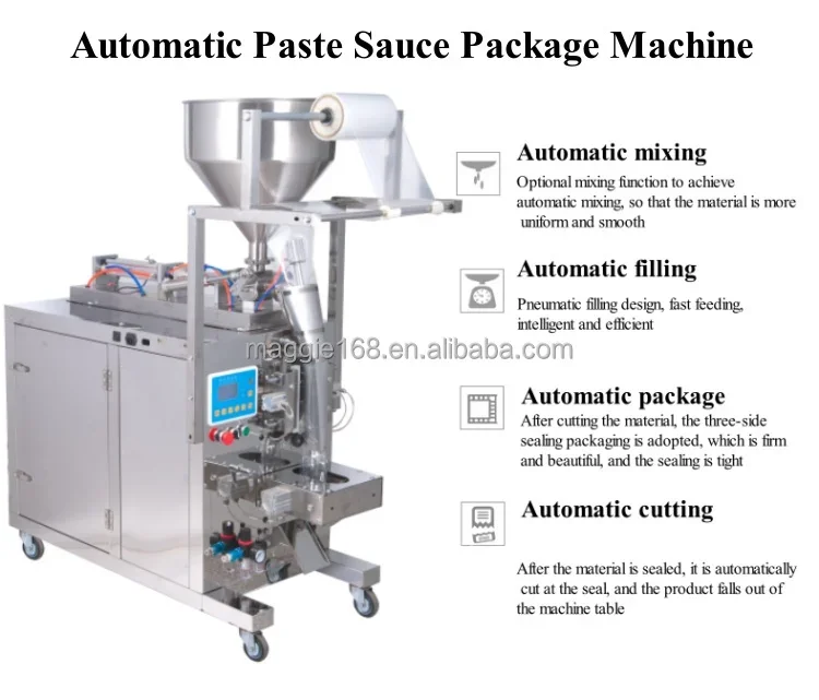 Máquina de embalagem de molho de pimenta 200 ML Máquina de embalagem de molho de pasta líquida