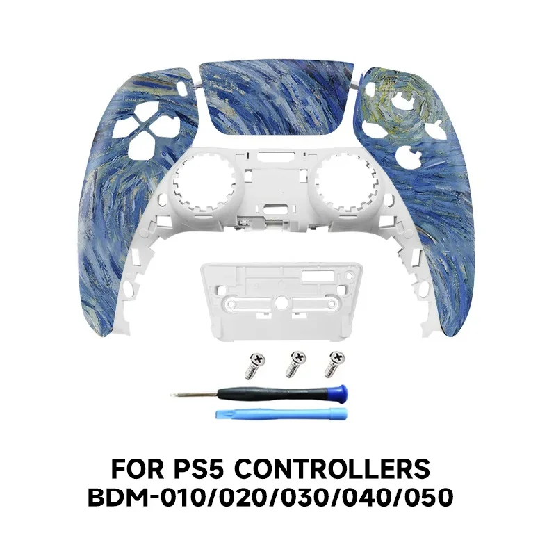 James The Great Wave off Kanagawa Replacement Front Case Touchpad Compatible for PS5 Controller BDM-010/020/030/040/050