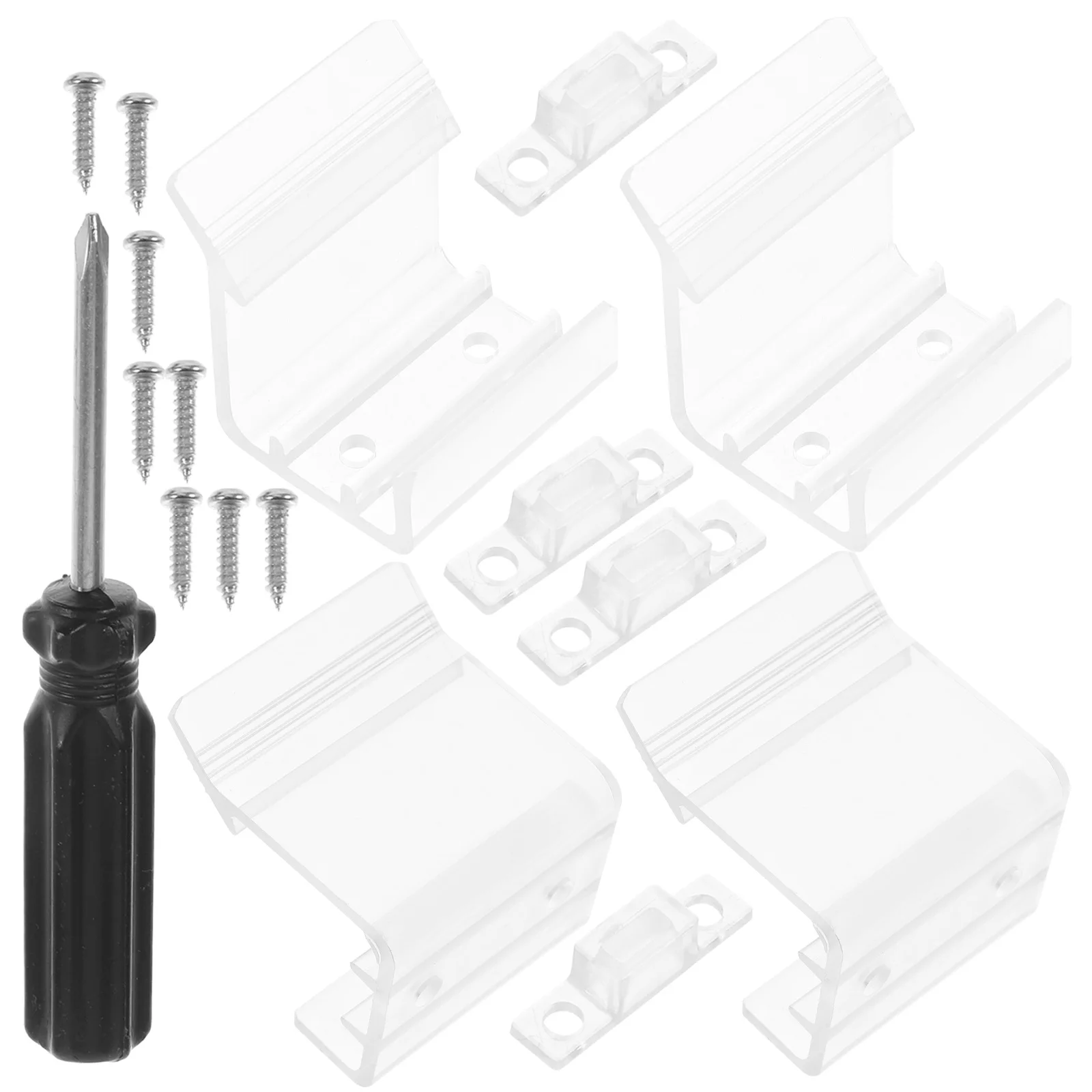 

1 Set Rv Kitchen Cabinet Latch Camper Transparent Handle Sliding Door Latch With Screws Durable Plastic Replacement For Cargo