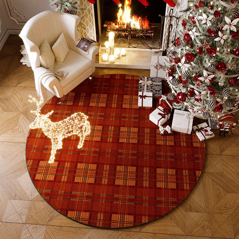 

Christmas Carpet, Household Circular Carpet, Anti Slip And Easy To Maintain Looped Velvet Carpet