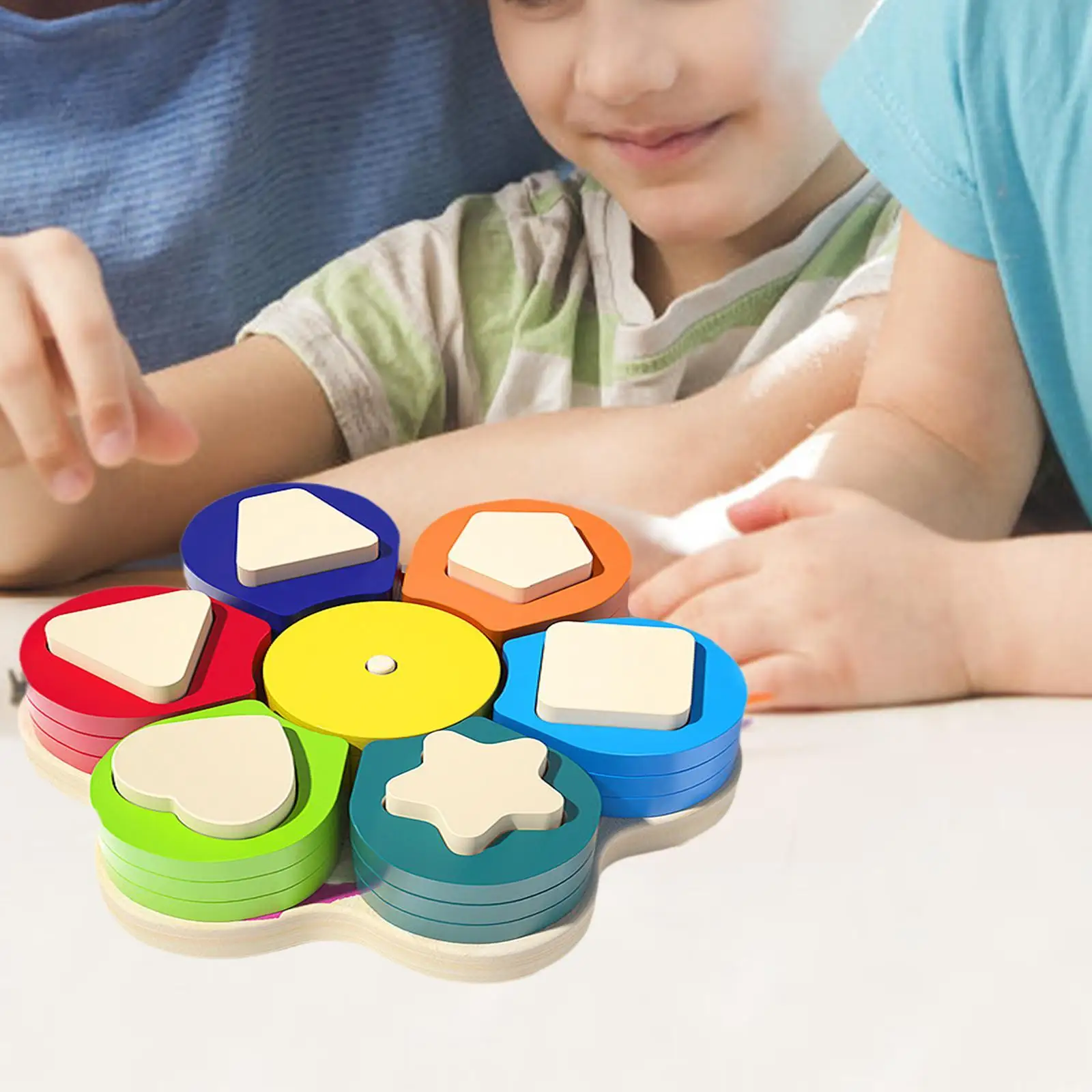 Trieur de formes en bois, jouets de comptage, apprentissage préscolaire, blocs de reconnaissance des couleurs pour garçons et filles de 1 à 3 ans