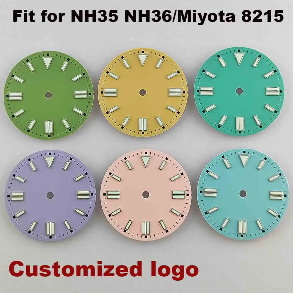 

28.5mm dial NH35 watch dial Fit for NH35NH36Miyota8215ETA 2824 2836 movement green Luminous dialwatch accessoriesd