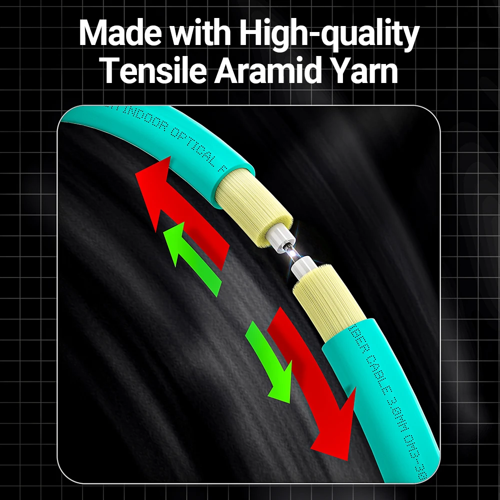 AMPCOM Fiber Optical Patch Cable, OM3 LC to LC UPC Multimode Duplex MMF 50/125μm 100Gbps Bend Insensitive 3.0mm Fiber Optic Cord