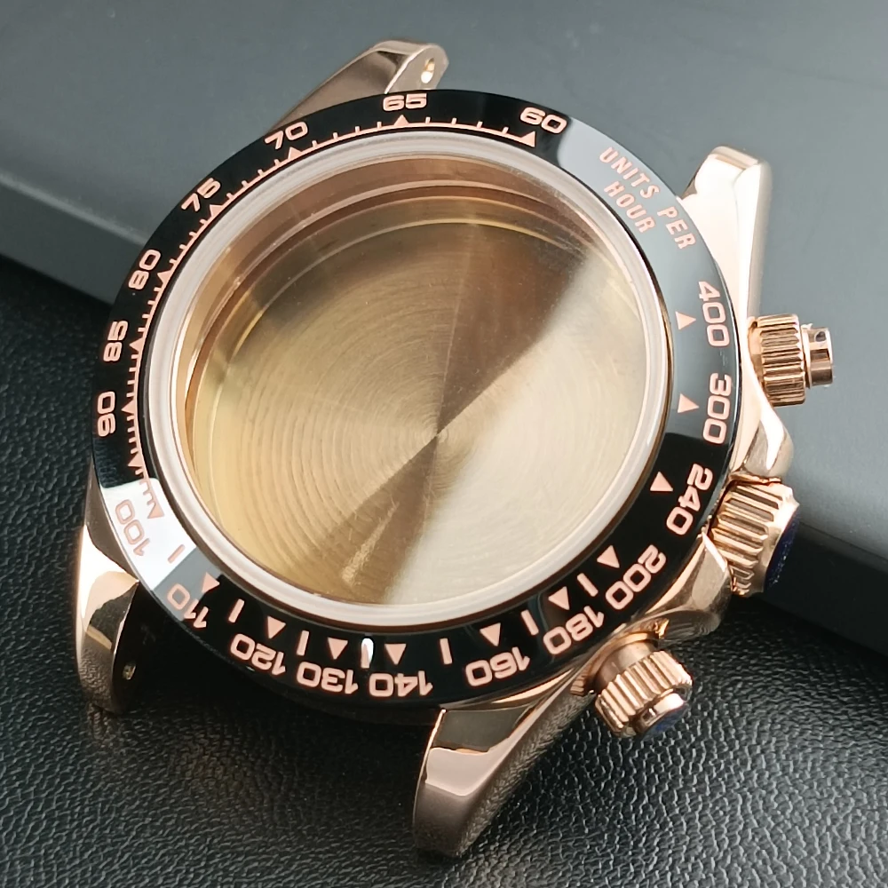 Silver/Black 39.3mm Waterproof Stainless Steel VK63 Quartz Sapphire Case Suitable for VK63 Movement 20mm Strap Watch Box